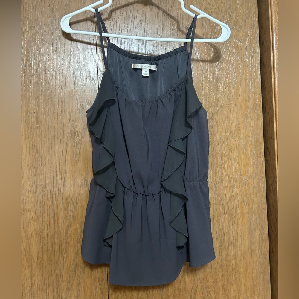 Gray ruffle tank